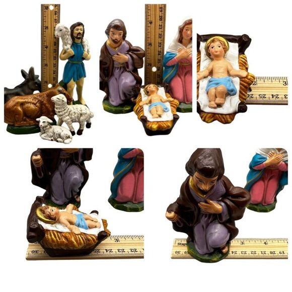 Vintage Dickson Hand-Painted Nativity Scene Set Complete w Stable Japan 12 Pc - Picture 15 of 16